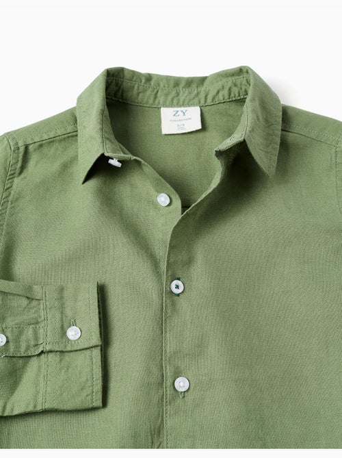Camisa de manga larga en lino y algodón - Kiabi