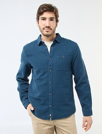 Camisa de manga larga en material gofrado