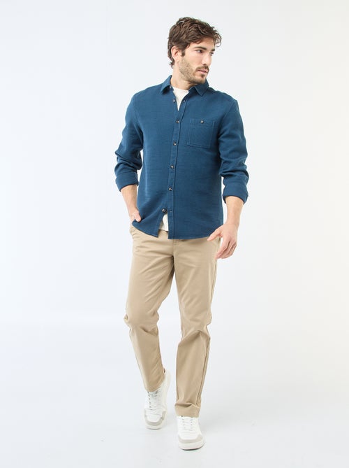 Camisa de manga larga en material gofrado - Kiabi