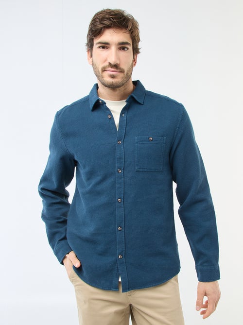 Camisa de manga larga en material gofrado - Kiabi
