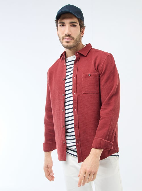 Camisa de manga larga en material gofrado - Kiabi