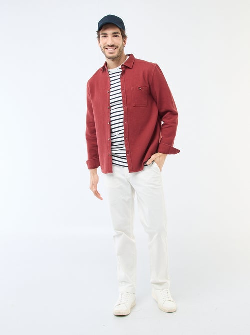Camisa de manga larga en material gofrado - Kiabi