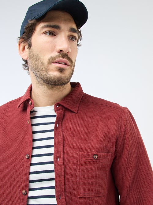 Camisa de manga larga en material gofrado - Kiabi