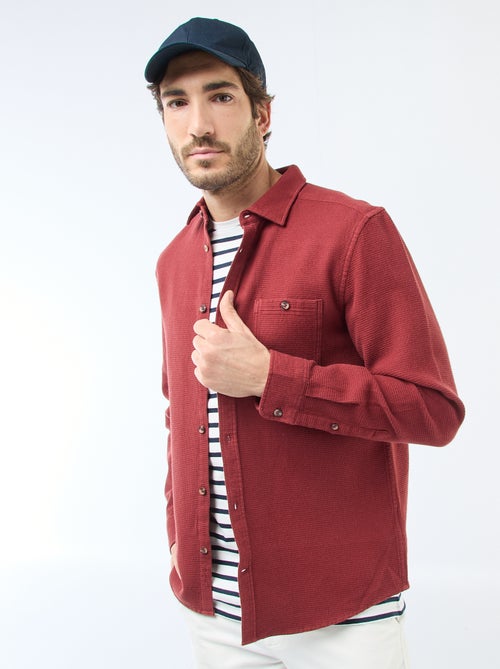 Camisa de manga larga en material gofrado - Kiabi
