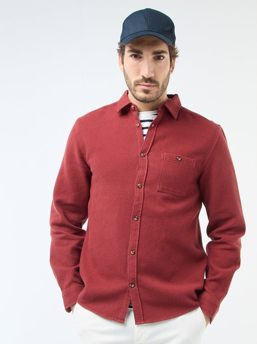 Camisa de manga larga en material gofrado - Kiabi