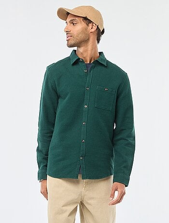 Camisa de manga larga en tejido gofrado