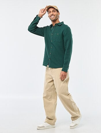 Camisa de manga larga en tejido gofrado