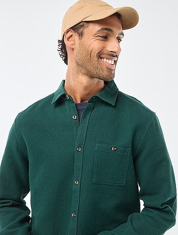 Camisa de manga larga en tejido gofrado