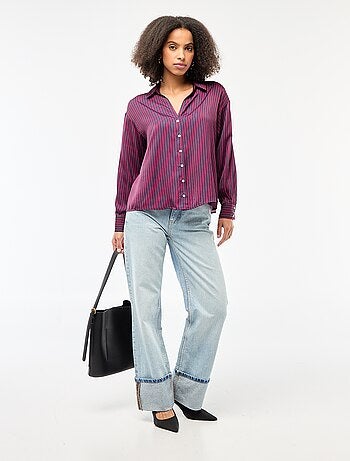 Camisa de manga larga en satén liso