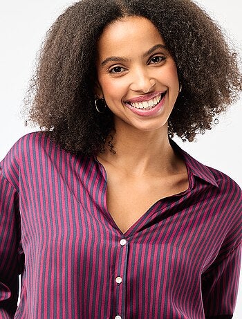 Camisa de manga larga en satén liso