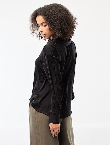 Camisa de manga larga en satén liso