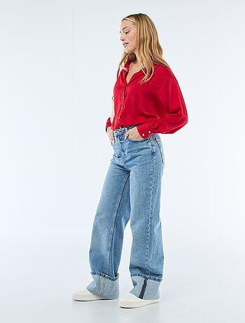 Camisa de manga larga en satén liso