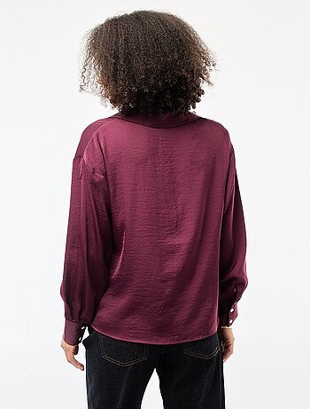 Camisa de manga larga en satén liso