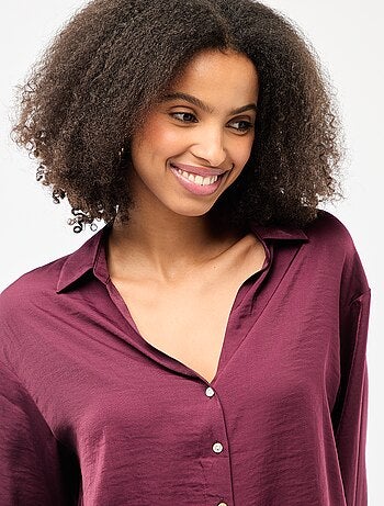 Camisa de manga larga en satén liso