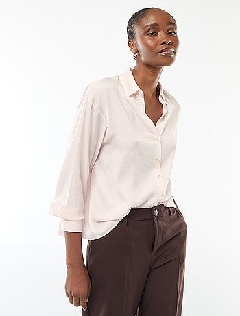 Camisa de manga larga en satén liso