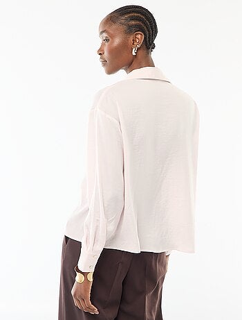 Camisa de manga larga en satén liso