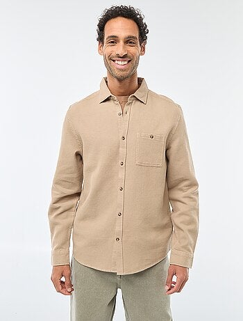 Camisa de manga larga en tejido gofrado