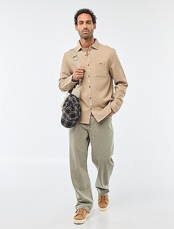 Camisa de manga larga en tejido gofrado