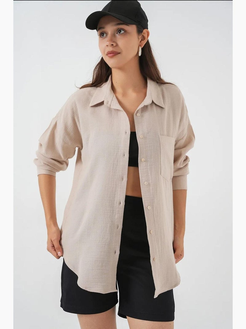 Camisa de manga larga extragrande con botones bdart Arena - Kiabi