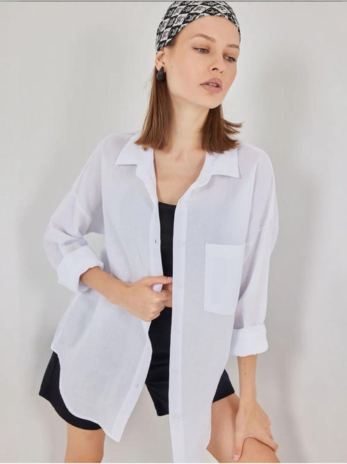 Camisa de manga larga extragrande con botones bdart - Kiabi Camisa de manga larga extragrande con botones bdart - Kiabi