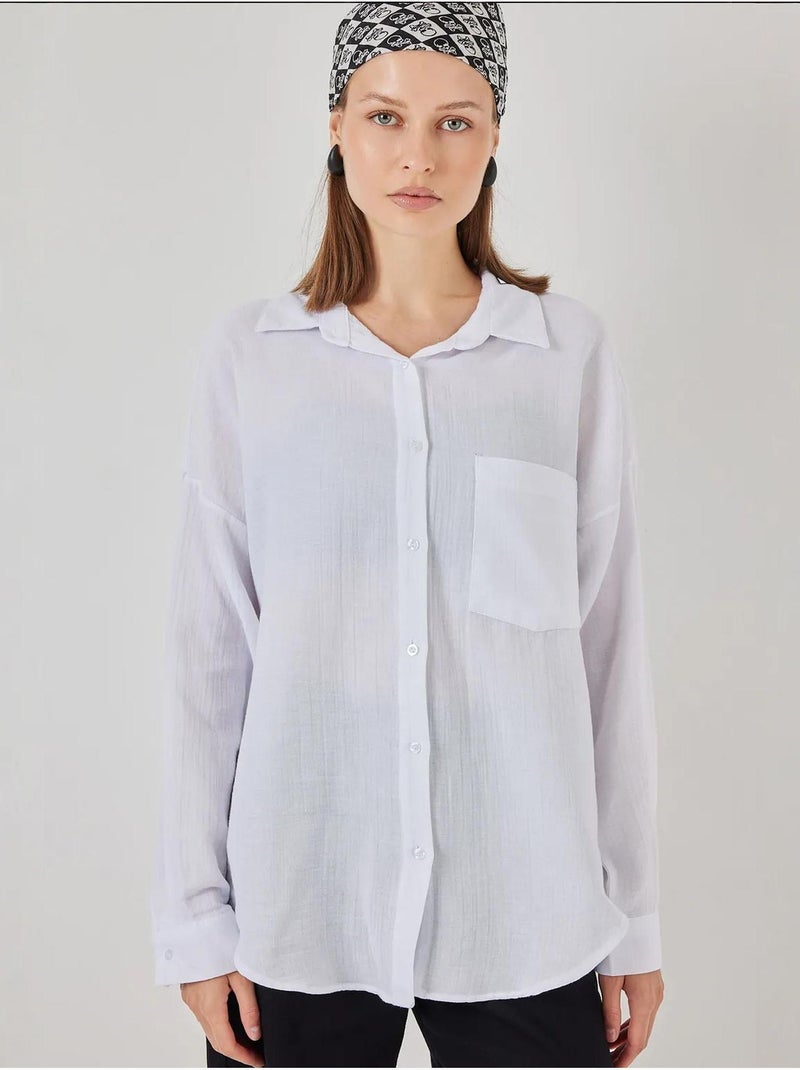 Camisa de manga larga extragrande con botones bdart Blanco - Kiabi