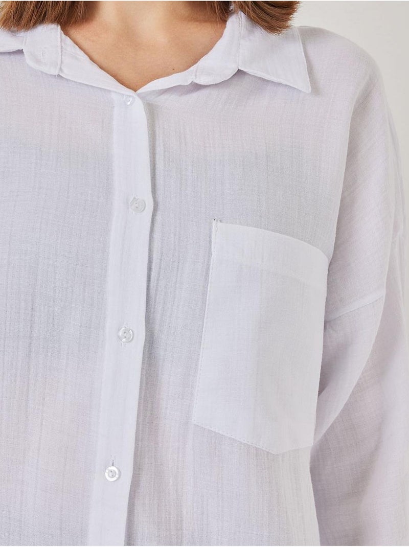 Camisa de manga larga extragrande con botones bdart Blanco - Kiabi