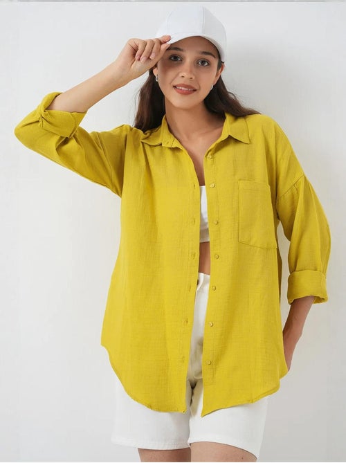 Camisa de manga larga extragrande con botones bdart - Kiabi Camisa de manga larga extragrande con botones bdart - Kiabi