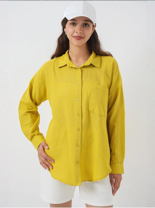 Camisa de manga larga extragrande con botones bdart - Kiabi Camisa de manga larga extragrande con botones bdart - Kiabi