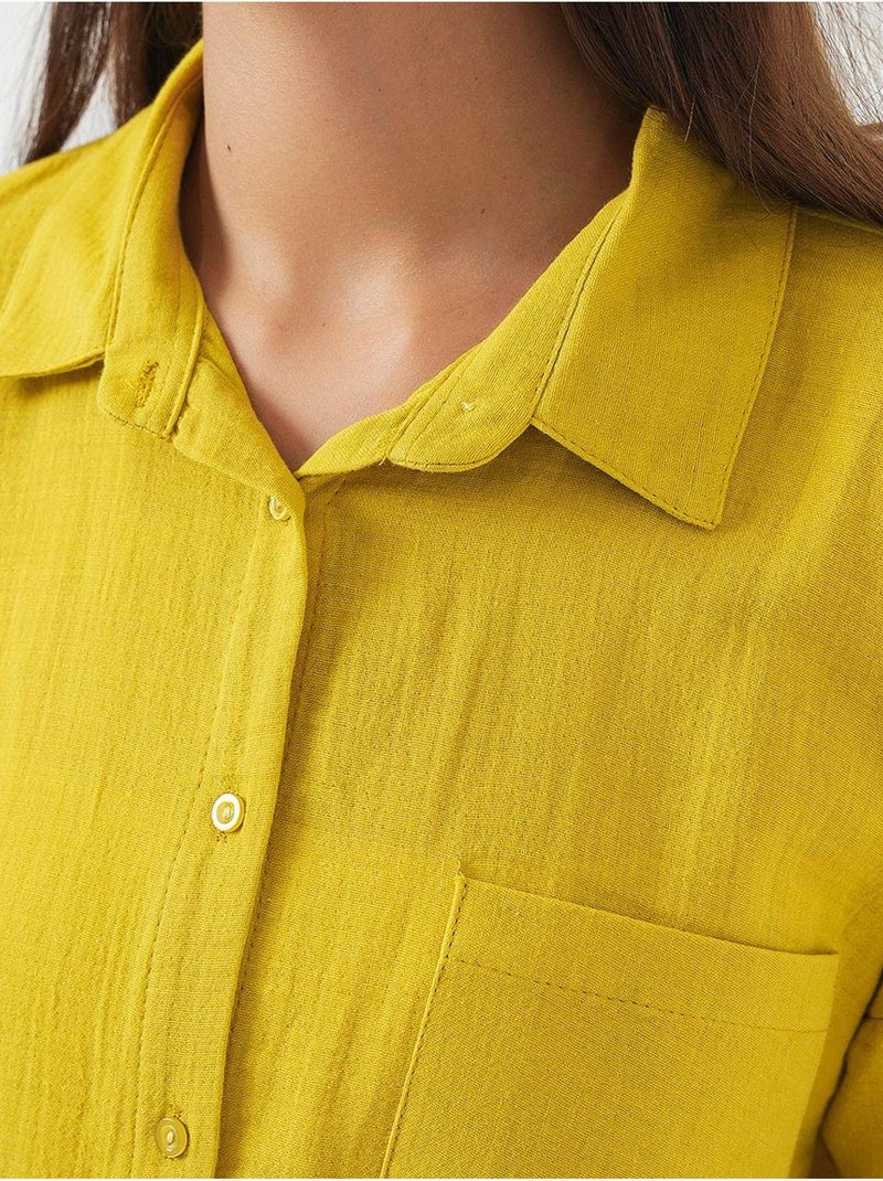 Camisa de manga larga extragrande con botones bdart Mostaza - Kiabi
