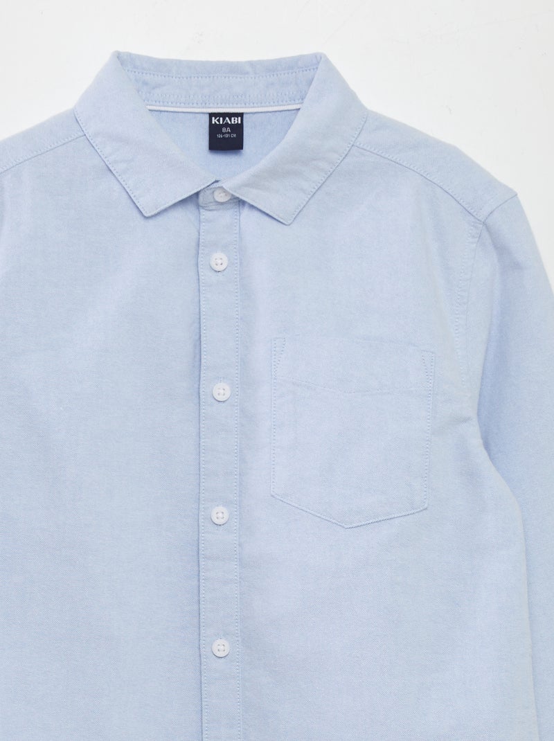 Camisa de manga larga oxford AZUL - Kiabi
