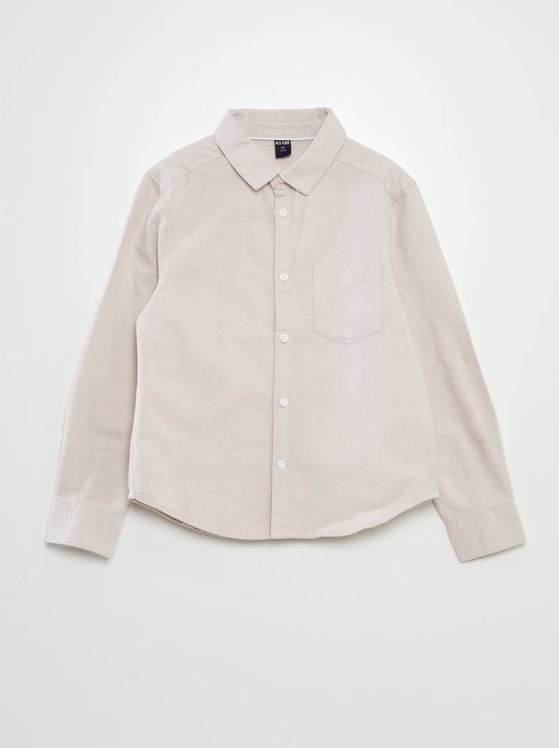 Camisa de manga larga oxford BEIGE - Kiabi