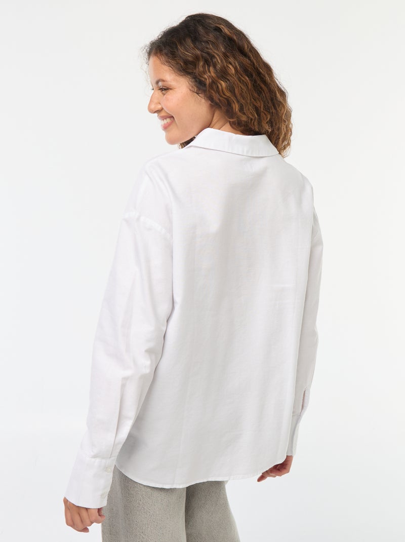 Camisa de manga larga oxford blanco - Kiabi