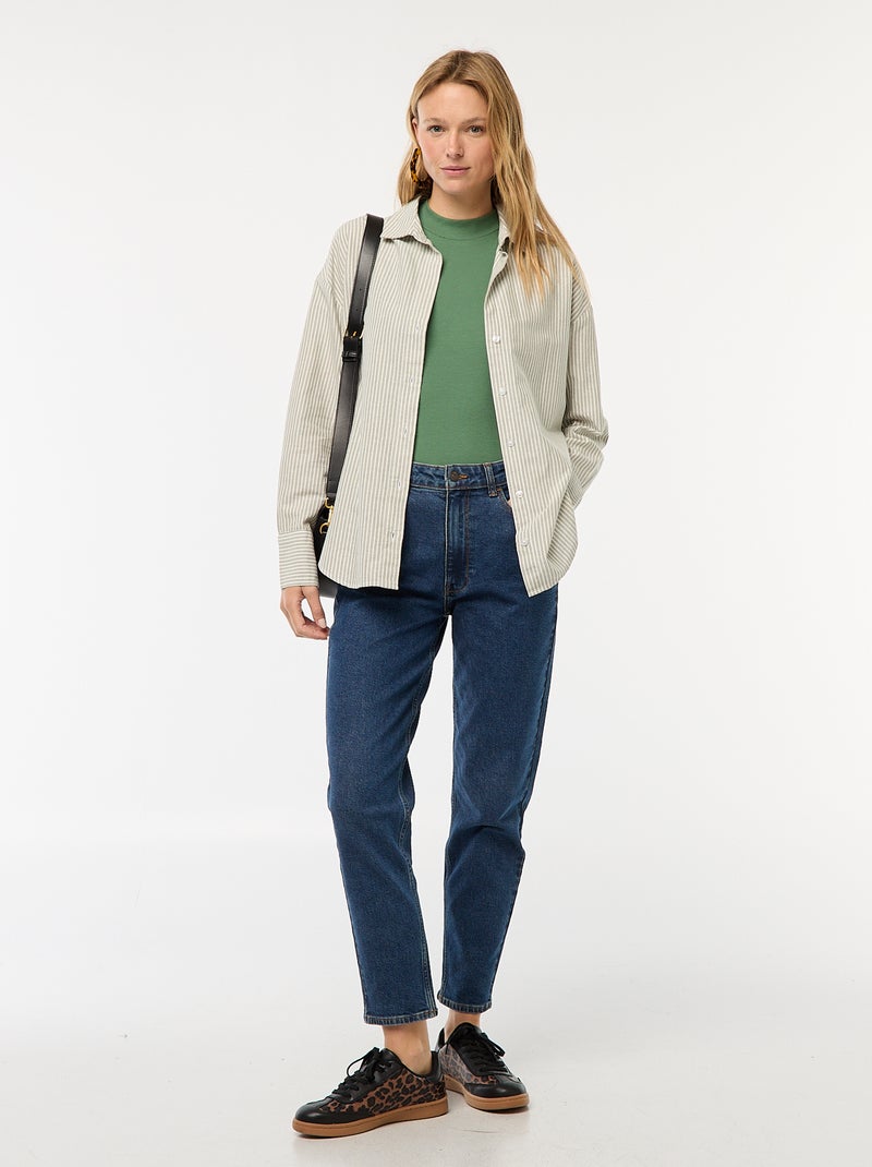 Camisa de manga larga oxford Kaki - Kiabi