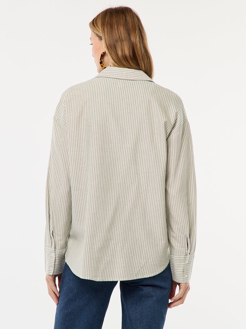 Camisa de manga larga oxford Kaki - Kiabi