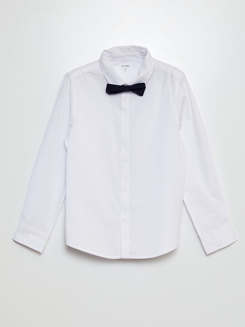 Camisa de manga larga + pajarita  - 2 piezas blanco - Kiabi