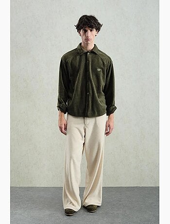 Camisa de manga larga texturizada con ajuste cómodo y bordado giesto