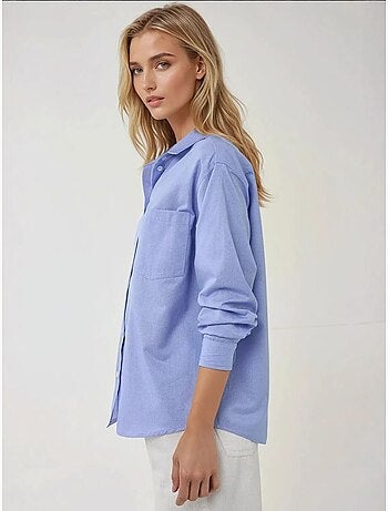 Camisa de manga larga texturizada de lino de corte regular hiccup