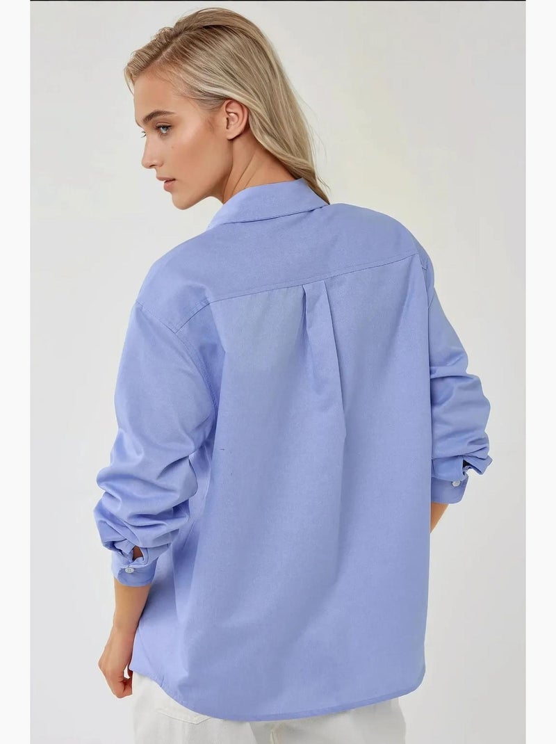Camisa de manga larga texturizada de lino de corte regular hiccup Azul - Kiabi