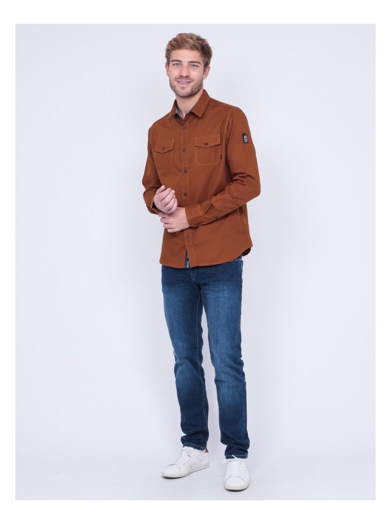 Camisa de manga larga TYREX Marrón - Kiabi