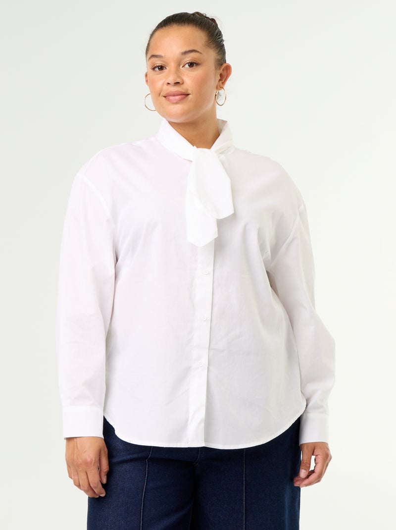 Camisa de manga larga y cuello lavallière Blanco - Kiabi