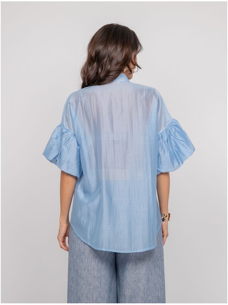 Camisa de mangas globo OTELA Azul - Kiabi