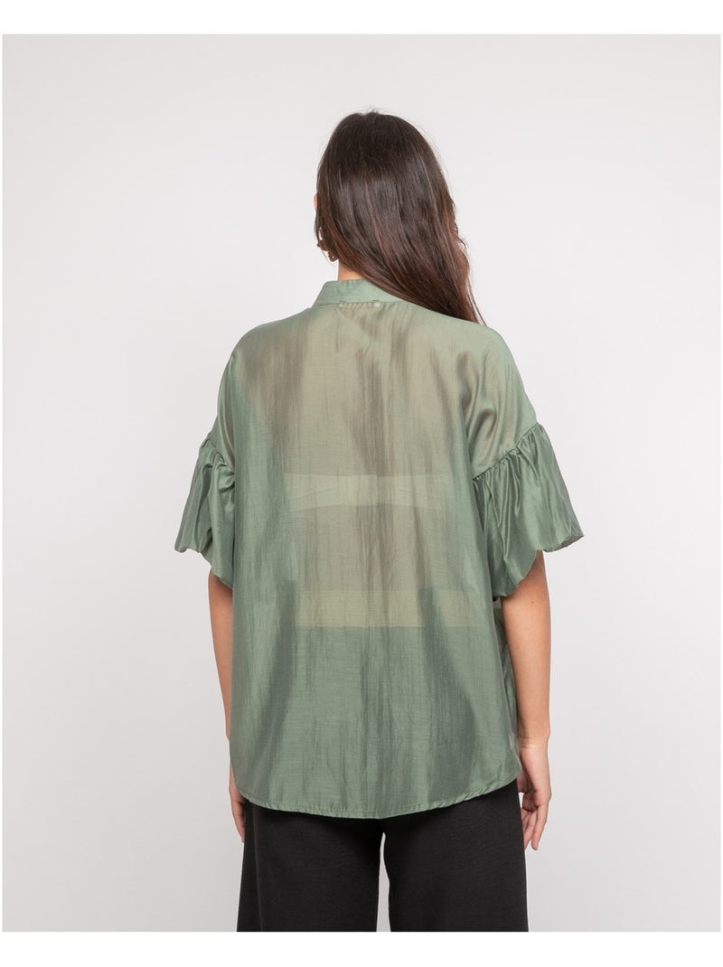 Camisa de mangas globo OTELA Caqui - Kiabi