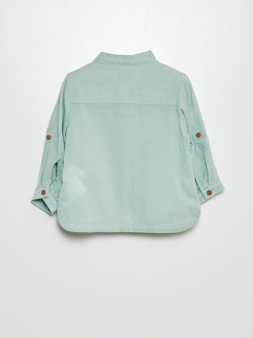 Camisa de material ligero con cuello mao - Kiabi Camisa de material ligero con cuello mao - Kiabi