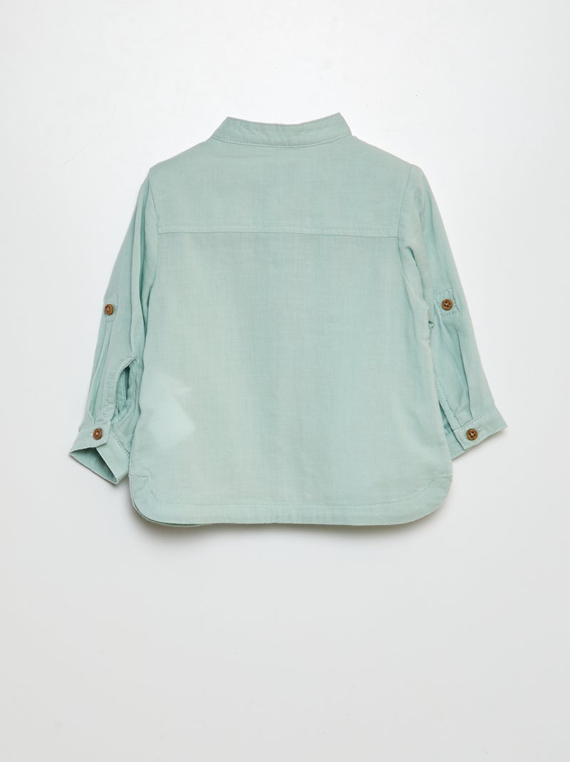 Camisa de material ligero con cuello mao azul - Kiabi