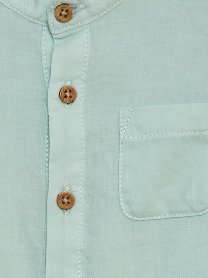 Camisa de material ligero con cuello mao azul - Kiabi