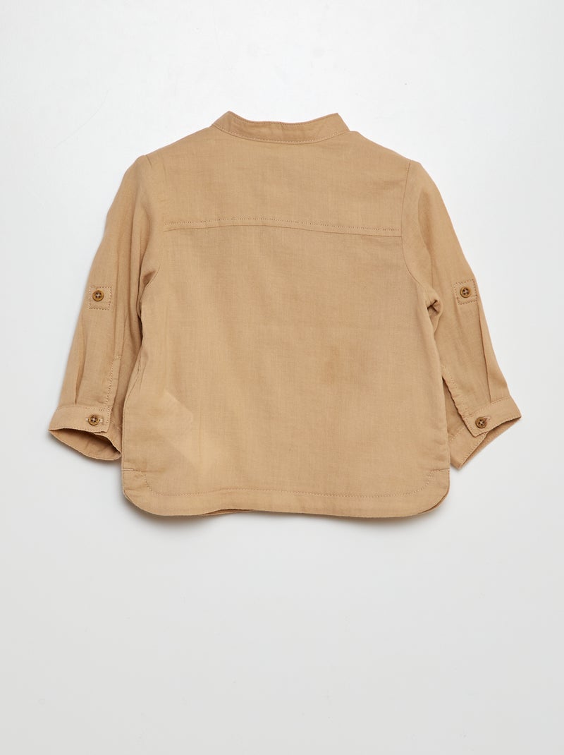 Camisa de material ligero con cuello mao BEIGE - Kiabi