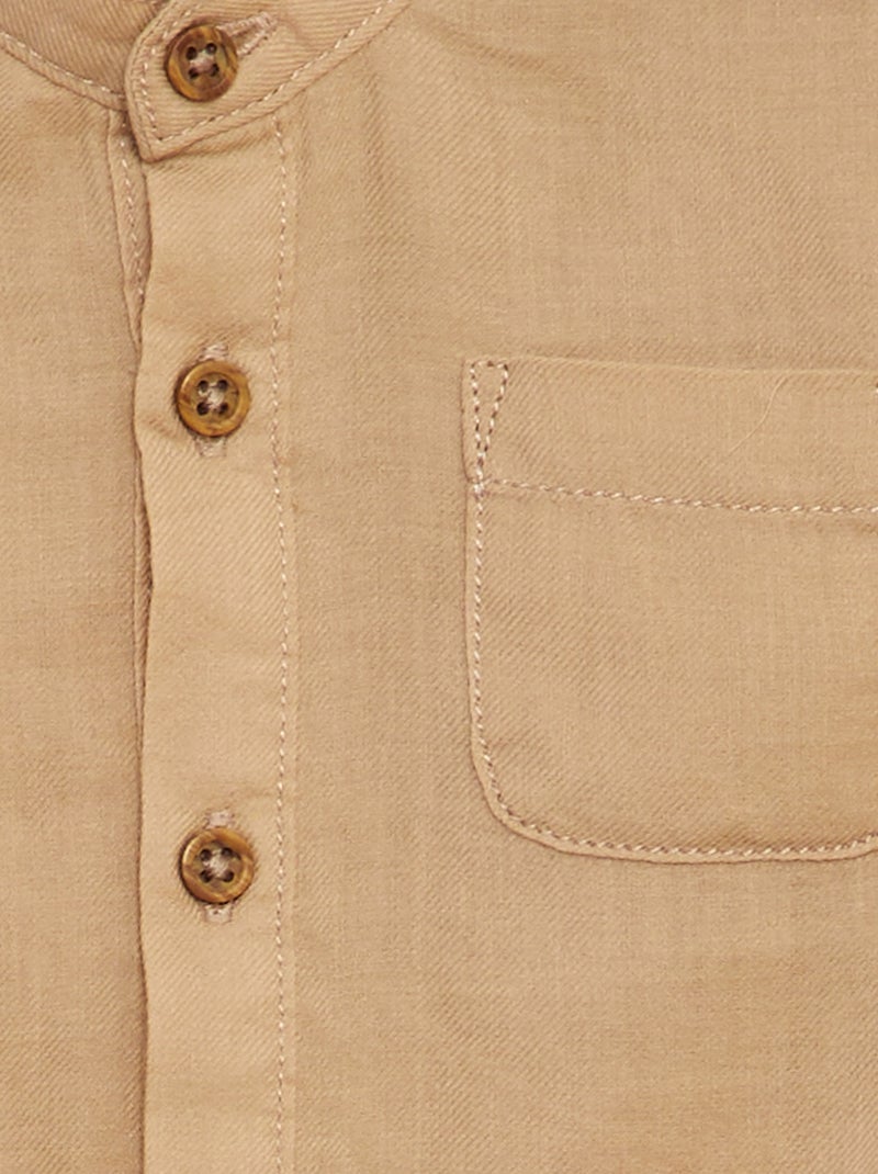 Camisa de material ligero con cuello mao BEIGE - Kiabi