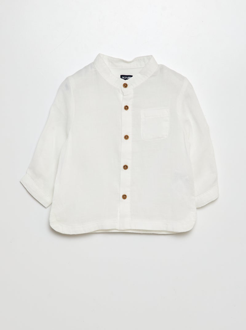 Camisa de material ligero con cuello mao BLANCO - Kiabi