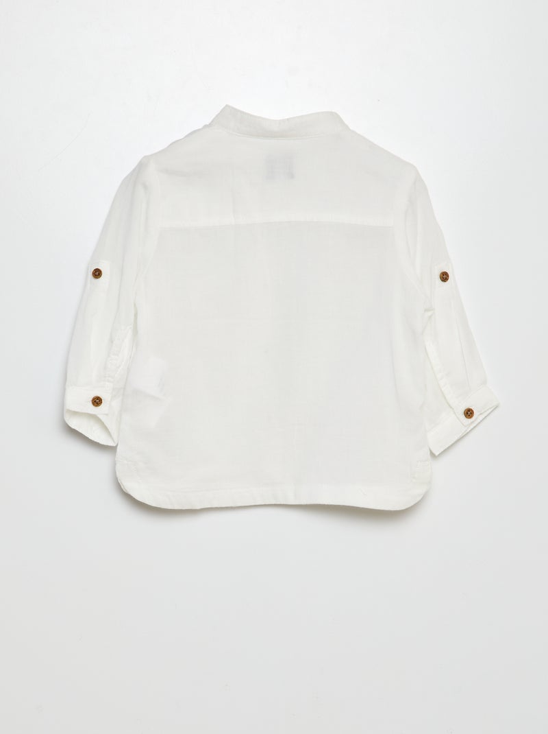 Camisa de material ligero con cuello mao BLANCO - Kiabi