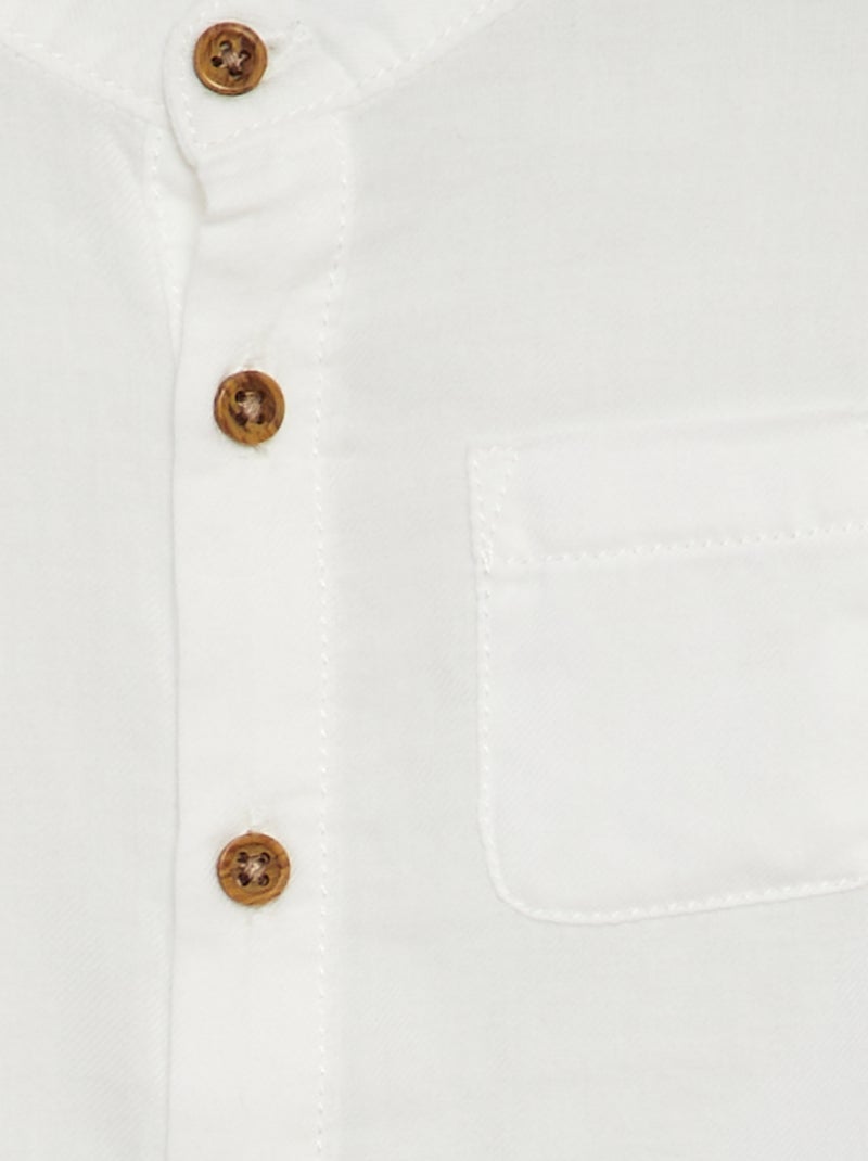 Camisa de material ligero con cuello mao BLANCO - Kiabi